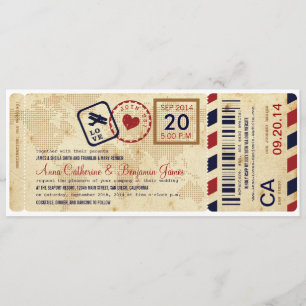 Faire-part de mariage de billet de carte