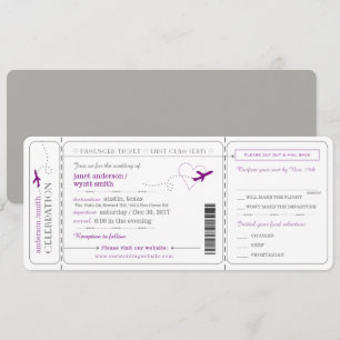 Faire-part de mariage de billet de voyage de carte