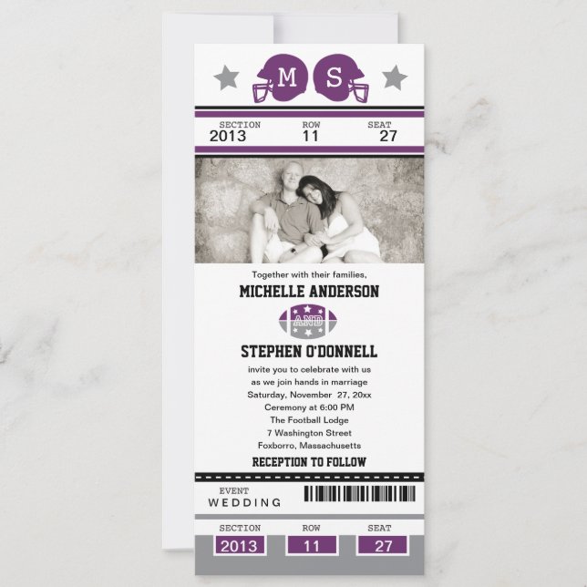 Faire-part de mariage de billets de football (Devant)