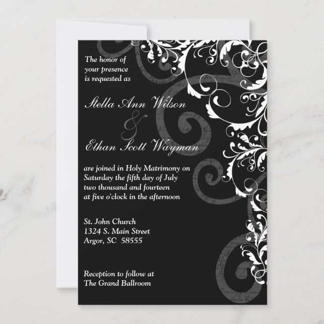 Faire-part de mariage de Black and White (Devant)