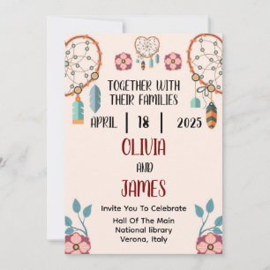 faire-part de mariage de boho plat