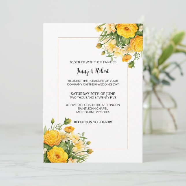 Faire-part de mariage de bouquet du jour du printe (Debout devant)