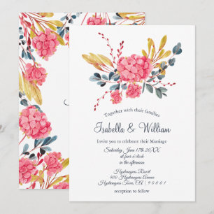 Faire-part de mariage de bouquet Floral Pink Hydra