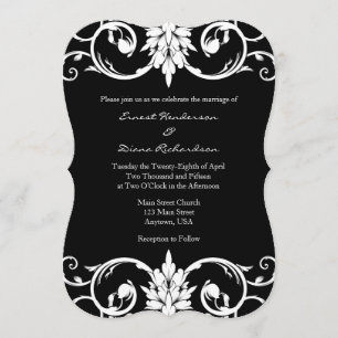 Faire-part de mariage de bracelets de fleurs noire
