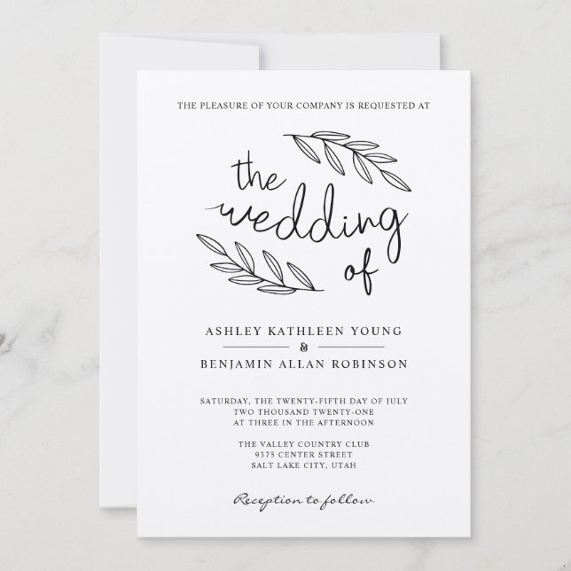 Faire-part de mariage de branches rustiques (Devant)