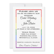 Faire-part de mariage de cadre arc-en-ciel