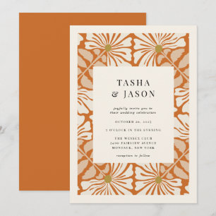 Faire-part de mariage de cadre de modèle floral ré