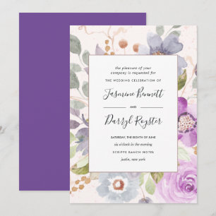 Faire-part de mariage de cadre en fleurs Lilac