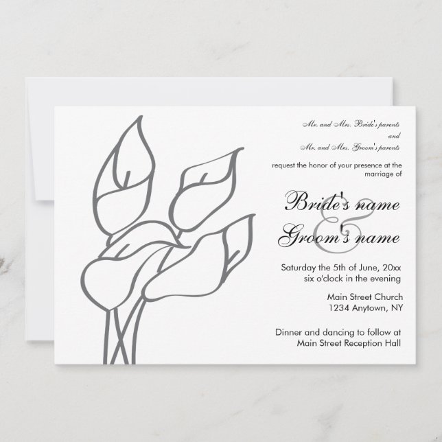 faire-part de mariage de Calla Lily (Devant)