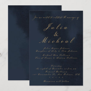 Faire-part de mariage de calligraphie bleue de min