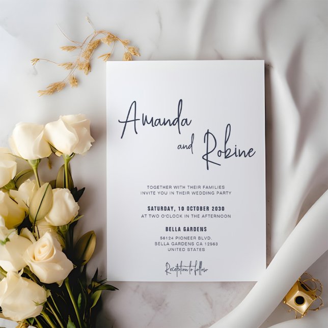Faire-part de mariage de calligraphie minimaliste (Créateur téléchargé)