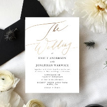 Faire-part de mariage de calligraphie or moderne s
