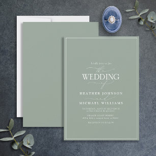 Faire-part de mariage de calligraphie verte de Sag