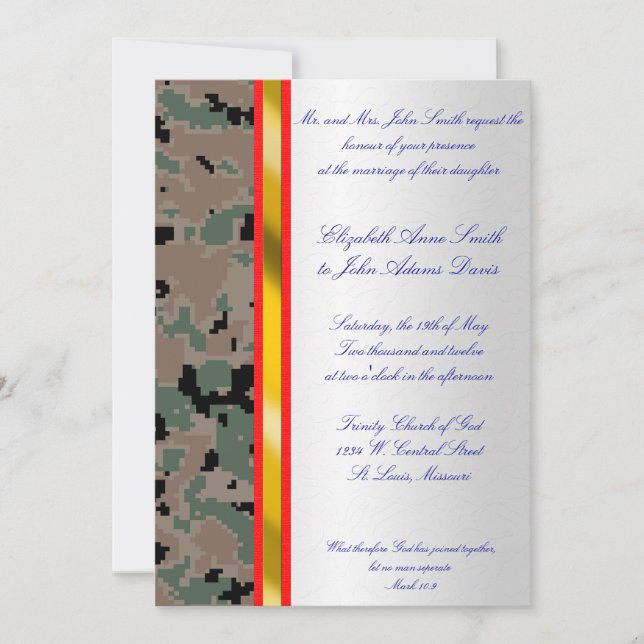 Faire-part de mariage de camouflage numérique mari (Devant)