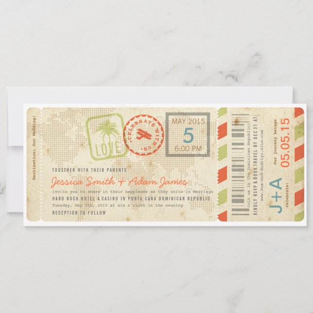 Faire-part de mariage de carte d'embarquement dans (Devant)