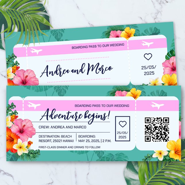 Faire-part de mariage de carte d'embarquement Dest (Boarding Pass Wedding Invitation Destination)