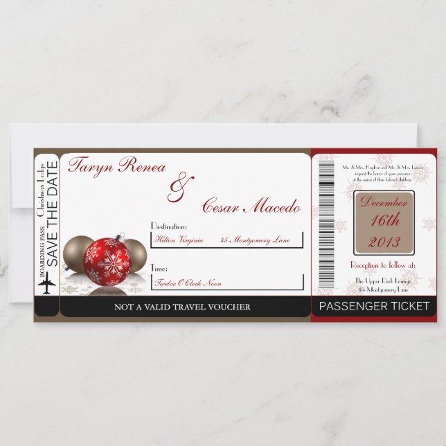 Faire-part de mariage de carte d'embarquement flou (Devant)