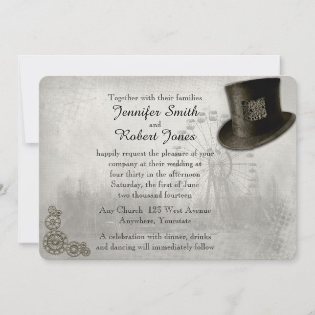 Faire-part de mariage de casquette supérieur de (Devant)