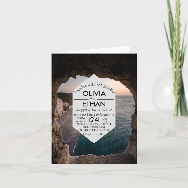 Faire-part de mariage de célébration de plage sur  (Devant)