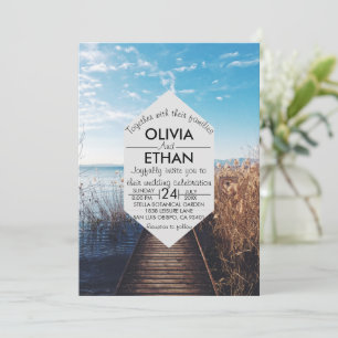 Faire-part de mariage de célébration de plage sur 