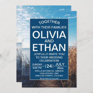 Faire-part de mariage de célébration de plage sur 