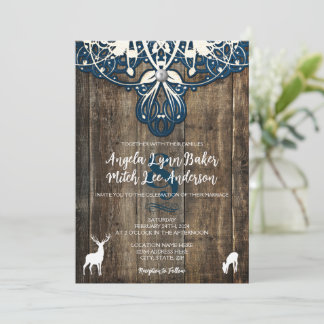 Faire-part de mariage de cerfs en dentelle de bois