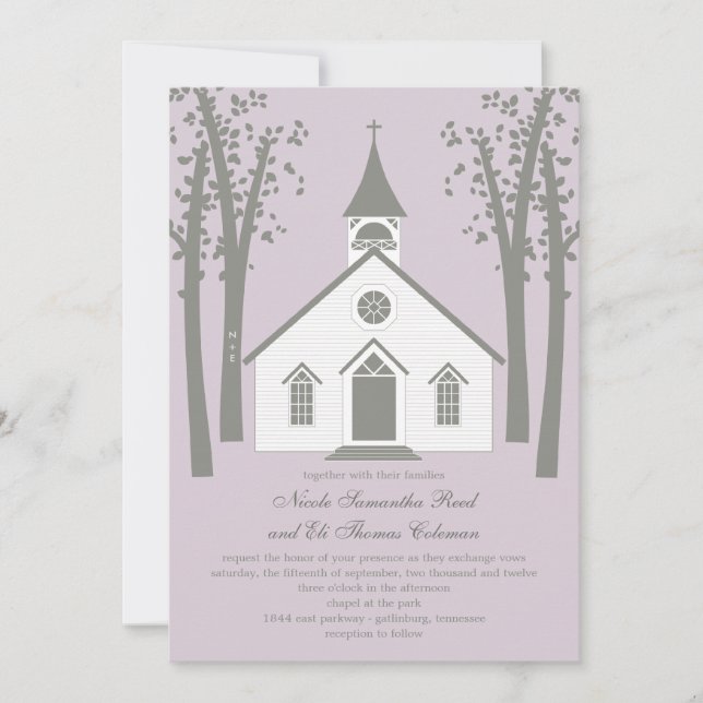 Faire-part de mariage de chapelle lunaire (Devant)