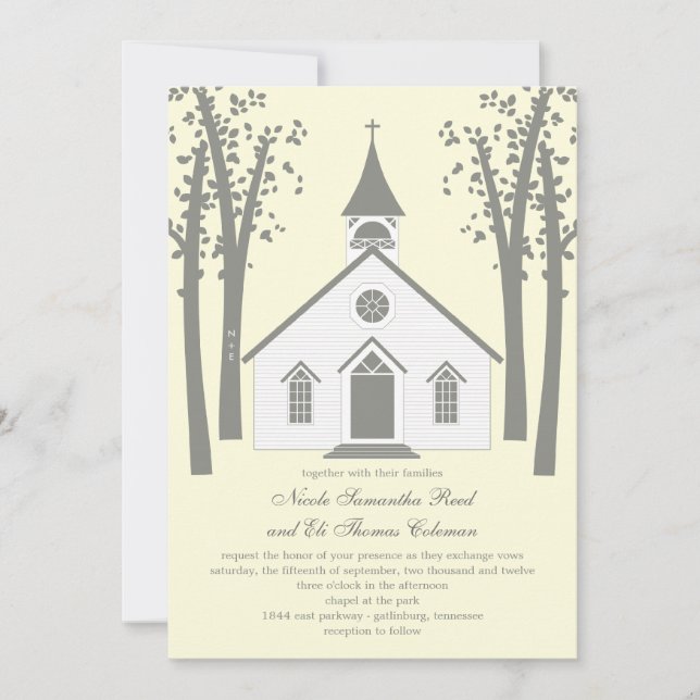 Faire-part de mariage de chapelle Whimsical (Devant)