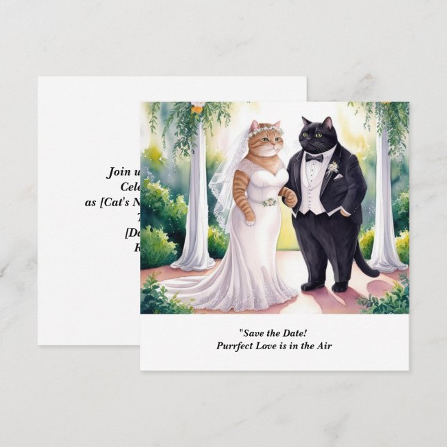 Faire-part de mariage de chat  (Devant / Derrière)