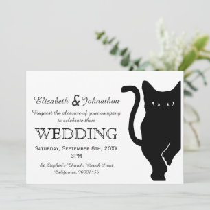 Faire-part de mariage de chat noir