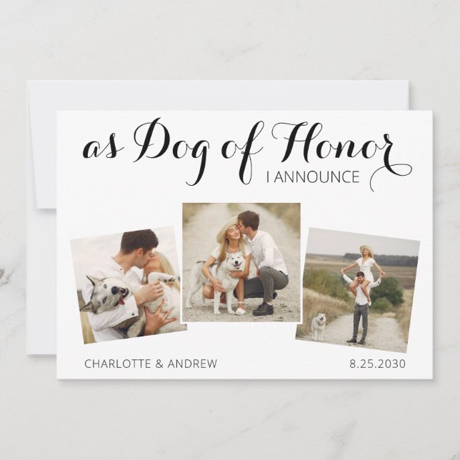 Faire-part de Mariage de chien photo personnalisé  (Devant)
