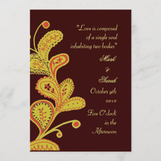 Faire-part de mariage de chocolat Feuille Paisley 