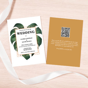 Faire-part de mariage de code QR de feuille de pal