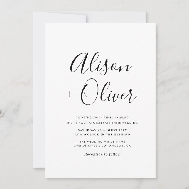 faire-part de mariage de code qr simple typographi (Devant)