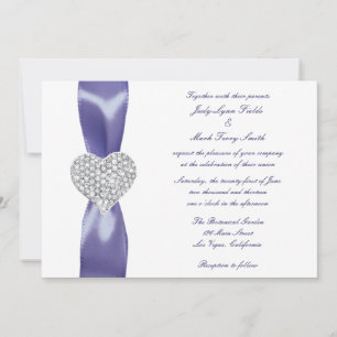 Faire-part de mariage de coeur couleur bleu violet