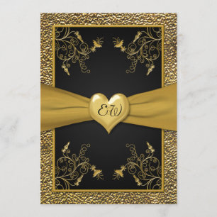 Faire-part de mariage de coeur de noir dramatique