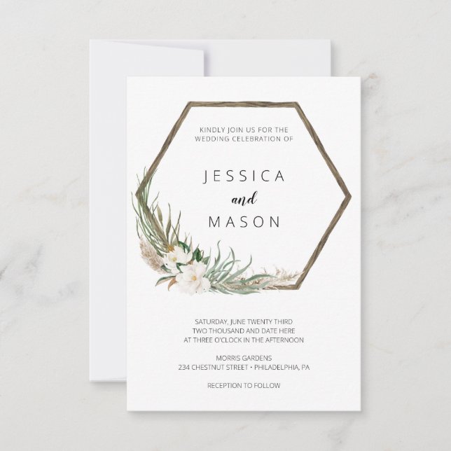 Faire-part de mariage de couronne de Bohême (Devant)