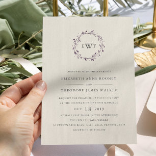 Faire-part de mariage de couronne de monogramme