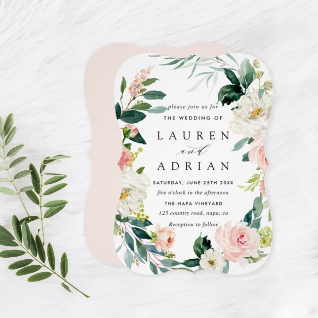 Faire-part de mariage de couronne florale à ressor (Créateur téléchargé)