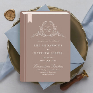 Faire-part de mariage de couverture du livre monog