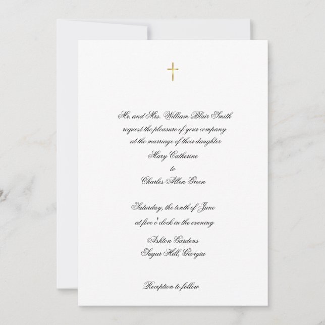 Faire-part de mariage De Croix Élégante, Baptêmes, (Devant)