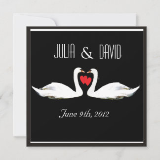 Faire-part de mariage de cygnes romantiques