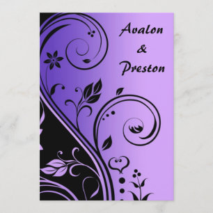 Faire-part de mariage de défilement de fleurs viol