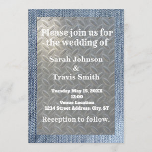 Faire-part de mariage de denim et de diamants
