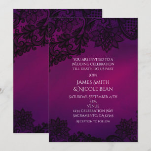 Faire-part de mariage de dentelle élégante rose et