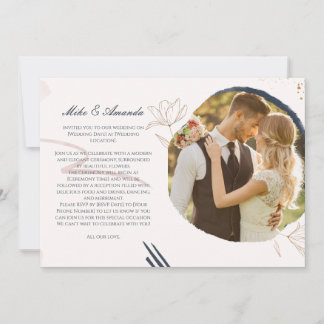 Faire-part de mariage de dentelle florale moderne 