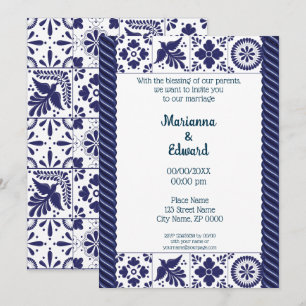 Faire-part de mariage de design Talavera mexicain
