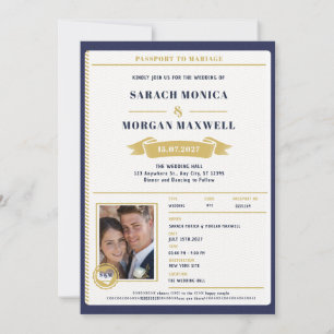 Faire-part de mariage de destination de passeport 