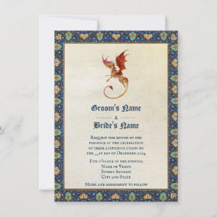 Faire-part de mariage de dragon perse