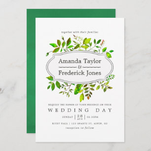 Faire-part de mariage de feuillage de ressort d'aq